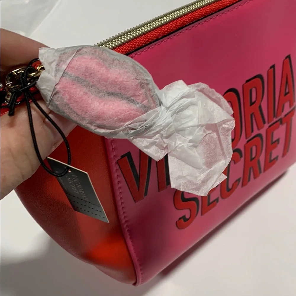 Victoria's Secret Pink and Orange Cosmetic Bag - Makeup Bag 6063-PK/OR‎